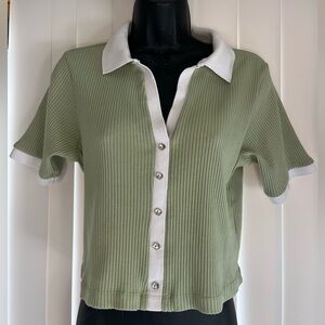 Green Ribbed 90’S Cropped Tee